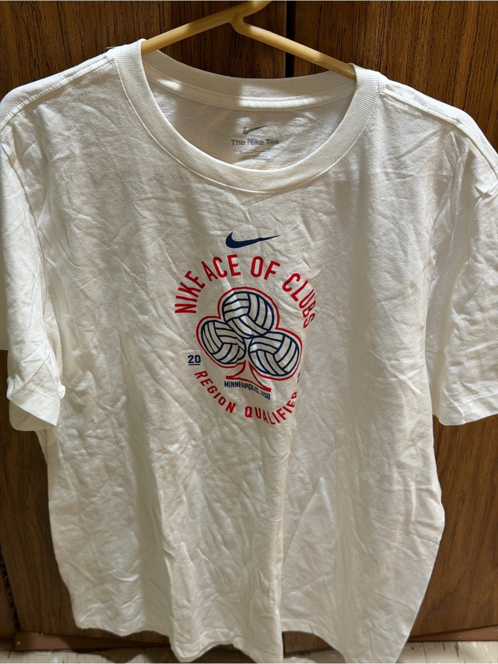 Nike White Short Sleeve Graphic Tee with Red & Blue Print